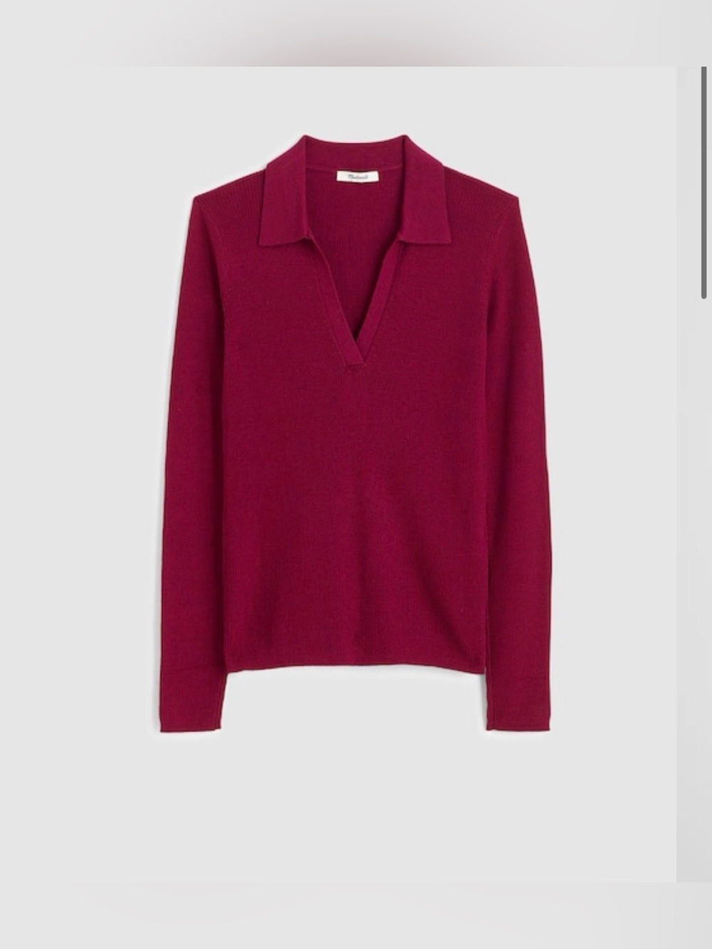 NWT Madewell Johnny-Collar Sweater in Merino-Silk Blend